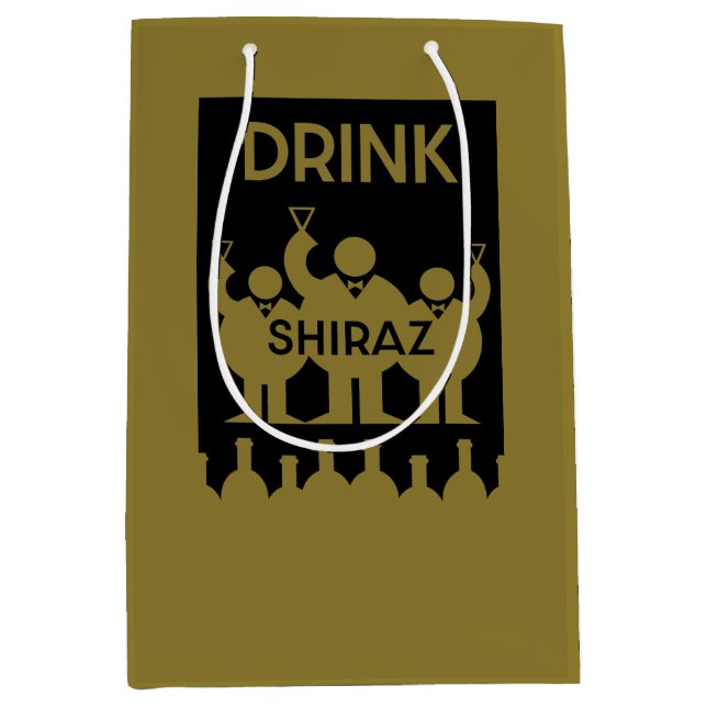 Sacola Para Presentes Média Bebedores de Vinho Shiraz (Frente)