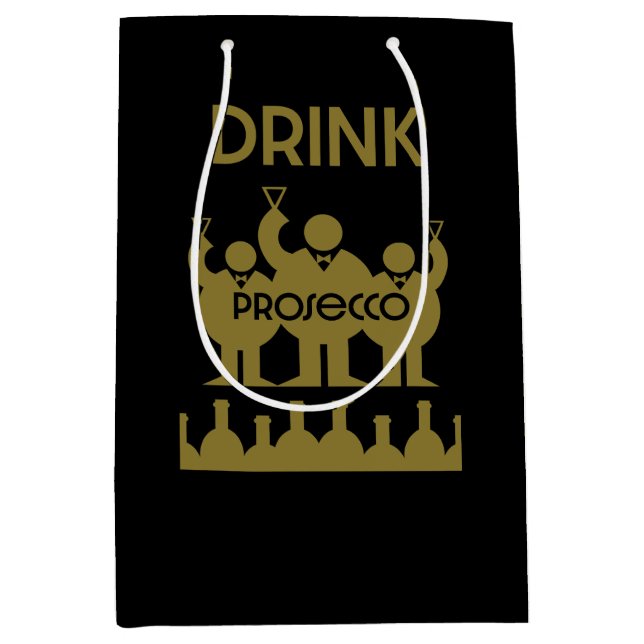 Sacola Para Presentes Média Bebidas De Vinho Prosecco (Frente)