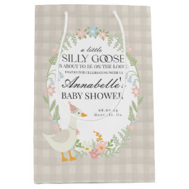 Sacola Para Presentes Média Beige Bobo Goose Floral Gingham Chá de fraldas Fav
