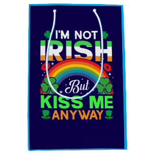 Sacola Para Presentes Média beije-me mesmo assim humor irlandês design-63942