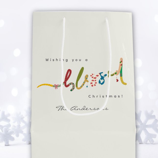 Sacola Para Presentes Média Bela bolsa de presente de moldagem de Natal (Criador carregado)