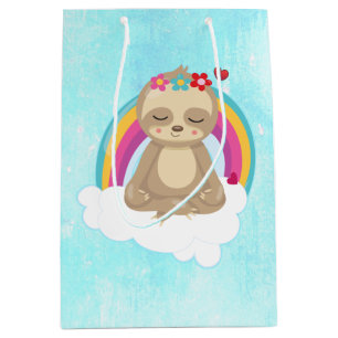 Sacola Para Presentes Média Bela Lama Marrom, Meditando em uma Nuvem