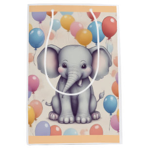 Sacola Para Presentes Média Belo Aniversário do Elefante