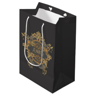 Sacola Para Presentes Média Belo design de Arte Nouveau com flores