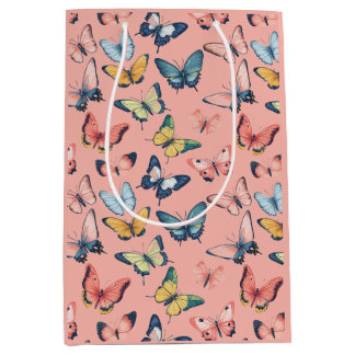 Sacola Para Presentes Média Belo Impressão de borboleta colorida