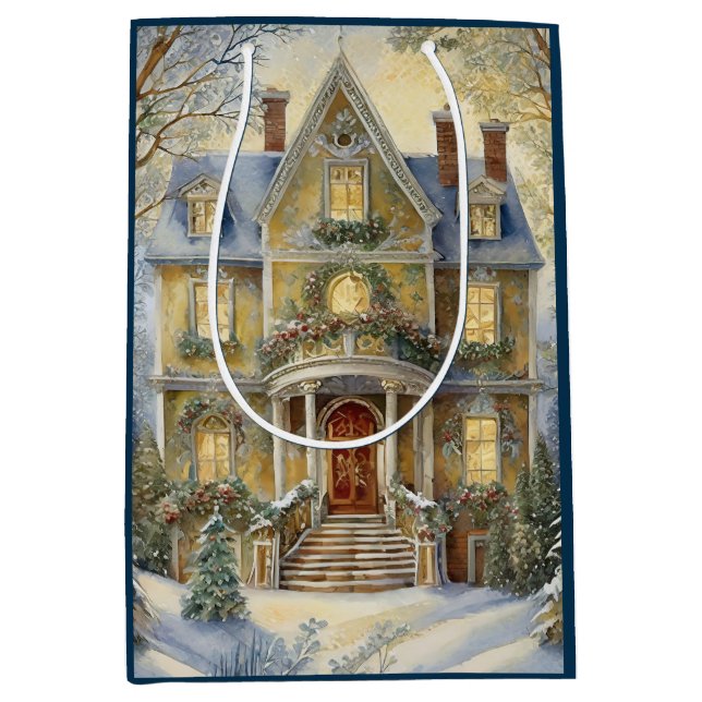 Sacola Para Presentes Média Belo Natal Vitoriano (Frente)