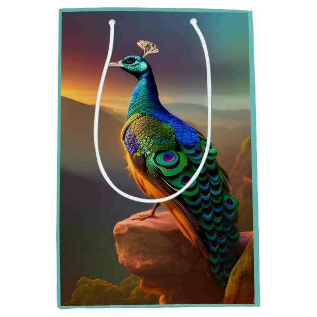 Sacola Para Presentes Média Belo Pavão Saúda o Dia (Frente)