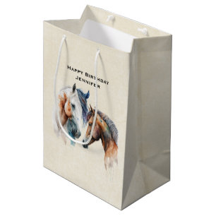 Sacola Para Presentes Média Belos Cavalos Estilo Boho Ocidental