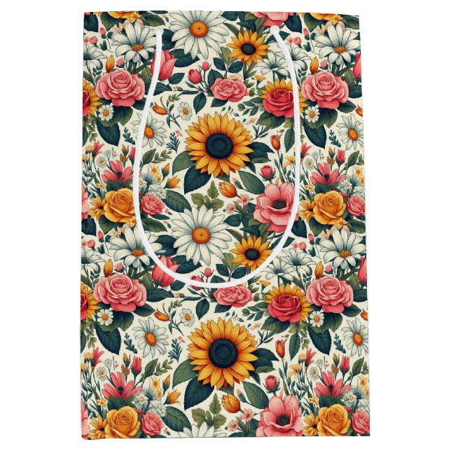Sacola Para Presentes Média Belos Flores (Frente)