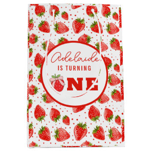Sacola Para Presentes Média Berry First Birthday primeiro aniversario Strawber