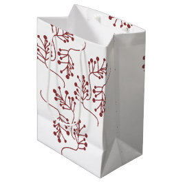 Sacola Para Presentes Média Berry Sprigs, Minimalista de Natal Festivo