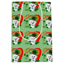 Sacola Para Presentes Média Bichon Frise Saint Patricks Day