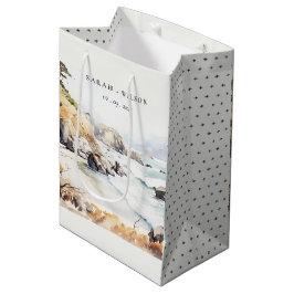 Sacola Para Presentes Média Big Sur, California Watercolor Landscape Wedding
