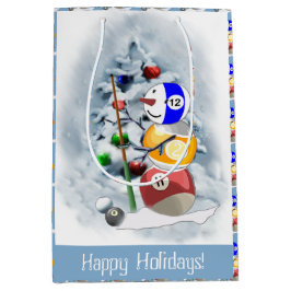 Sacola Para Presentes Média Billiards Ball Snowman Natal