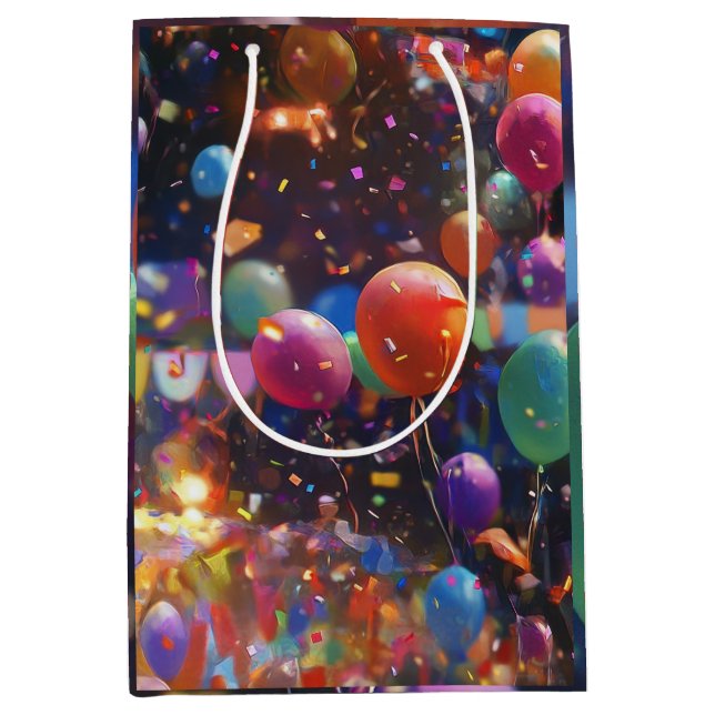 Sacola Para Presentes Média Birthday Balloon Gift Bag (Frente)