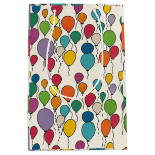 Sacola Para Presentes Média Birthday Balloon Watercolor