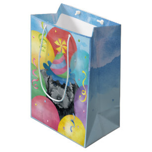 Sacola Para Presentes Média Birthday Balloons Bouvier des Flandres