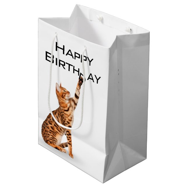 Sacola Para Presentes Média Birthday Bengal Cat (Frente inclinada)