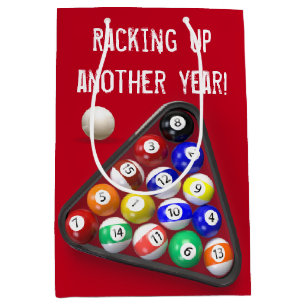 Sacola Para Presentes Média Birthday Billiard Balls em Vermelho