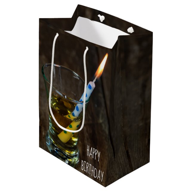 Sacola Para Presentes Média Birthday Candle em Whiskey (Frente inclinada)