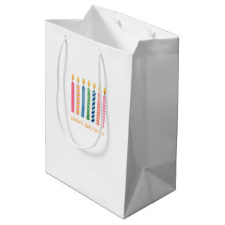 Sacola Para Presentes Média Birthday Candles Artisan Colorful Celebration