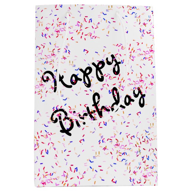 Sacola Para Presentes Média Birthday Candy Sprinkles (Frente)