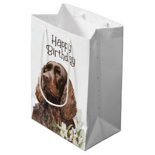 Sacola Para Presentes Média Birthday Chocolate Cocker Spaniel