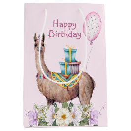 Sacola Para Presentes Média Birthday Llama