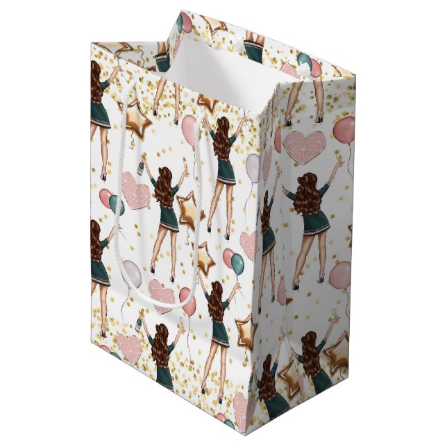 Sacola Para Presentes Média Birthday Pattern  (Frente inclinada)