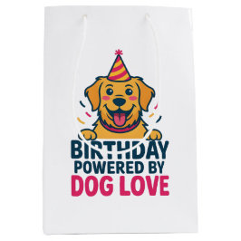 Sacola Para Presentes Média Birthday Powered by Dog Love Illustration