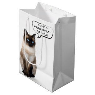 Sacola Para Presentes Média Birthday Siamese Cat