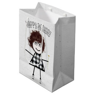 Sacola Para Presentes Média Birthday Stick Girl com Daisy