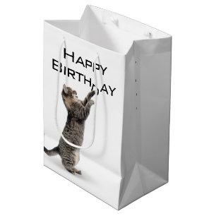 Sacola Para Presentes Média Birthday Tabby Cat