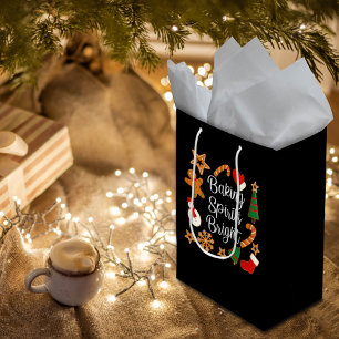 Sacola Para Presentes Média Biscoito de Natal Bright Gingercake Cookie