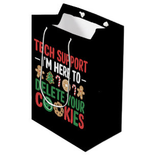 Sacola Para Presentes Média Biscoitos de Natal de Suporte Técnico Divertido Tr