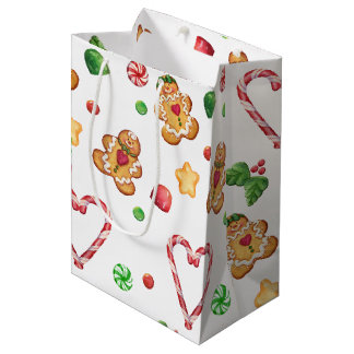 Sacola Para Presentes Média Biscoitos do pão-de-espécie, corações do