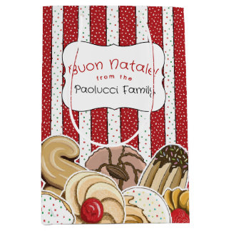 Sacola Para Presentes Média Biscoitos Italianos Fofos de Feriado