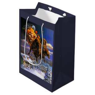 Sacola Para Presentes Média Bison Pulando Papai Noel
