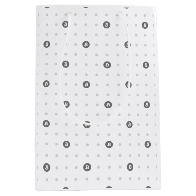 Sacola Para Presentes Média Bitcoin Polka Dots Gift Bag (Medium) (Frente)