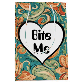 Sacola Para Presentes Média Bite-me Engraçado Coração Retrorna Insuave Design