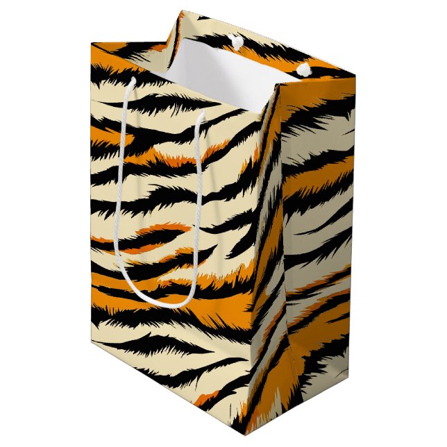 Sacola Para Presentes Média Black and Brown Tiger Stripes Pattern  (Frente inclinada)