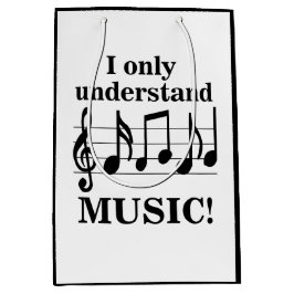 Sacola Para Presentes Média Black and White Music Notes Musician Party