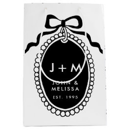 Sacola Para Presentes Média Black Bow Coquette Anniversary Charm
