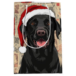 Sacola Para Presentes Média Black lab christmas