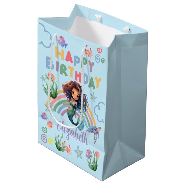 Sacola Para Presentes Média Black Mermaid Gift Bag in Blue (Frente inclinada)