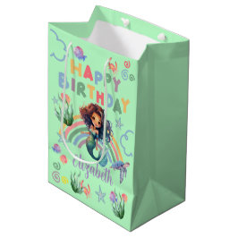 Sacola Para Presentes Média Black Mermaid Gift Bag in Green