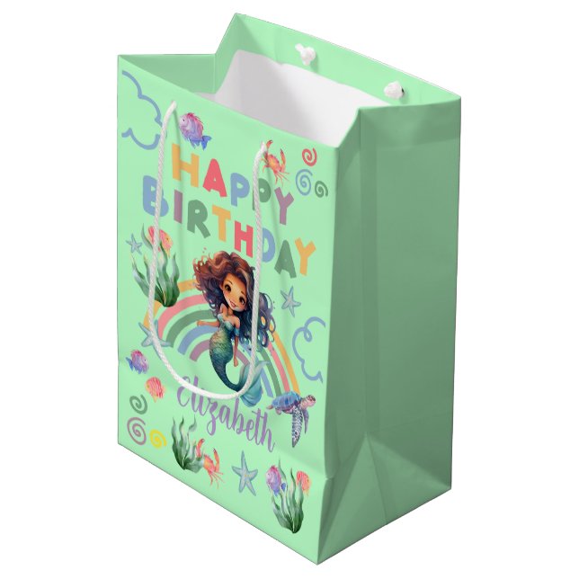 Sacola Para Presentes Média Black Mermaid Gift Bag in Green (Frente inclinada)