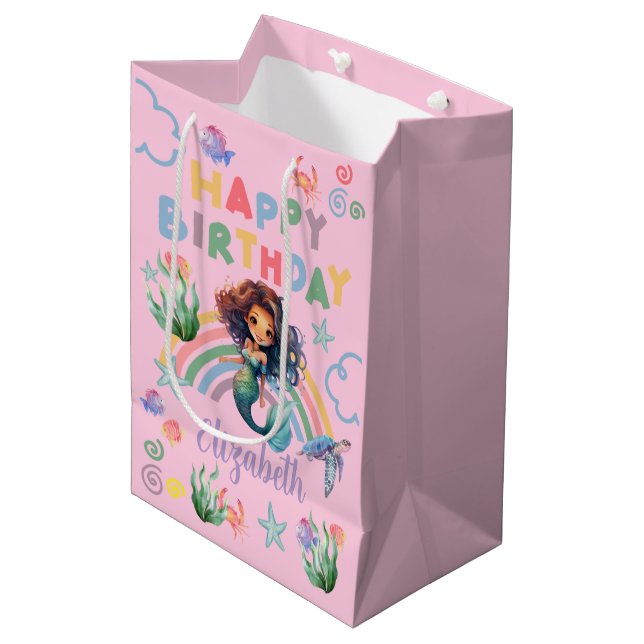 Sacola Para Presentes Média Black Mermaid Gift Bag in Pink (Frente inclinada)