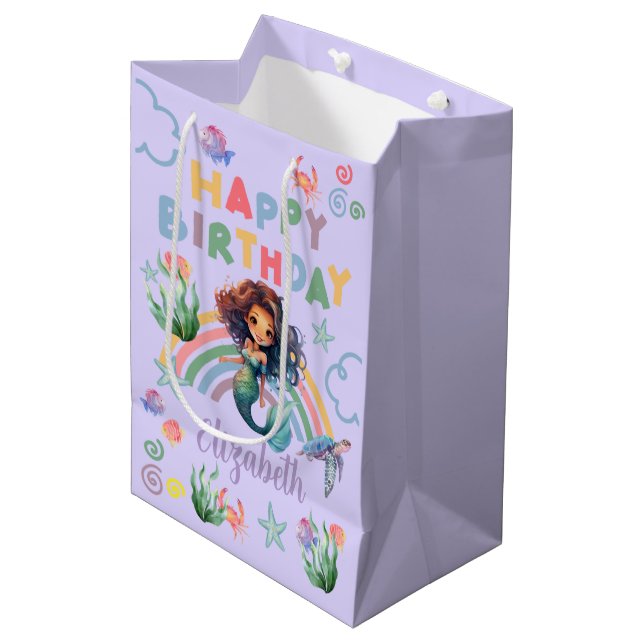 Sacola Para Presentes Média Black Mermaid Gift Bag in Purple (Frente inclinada)