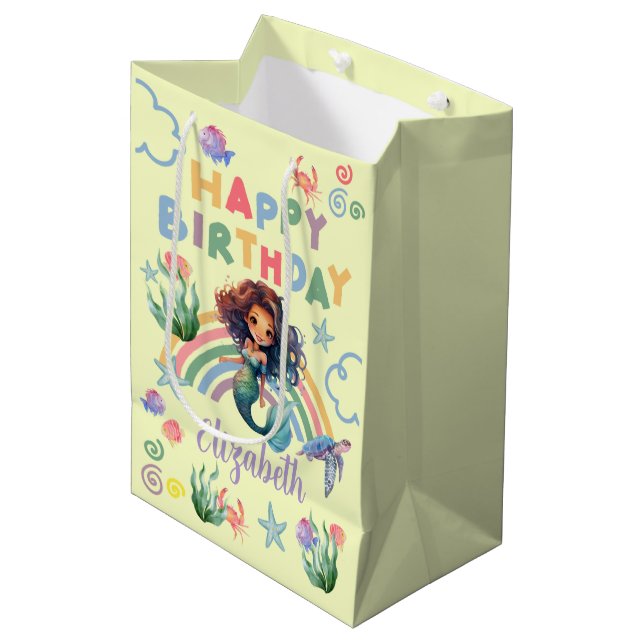 Sacola Para Presentes Média Black Mermaid Gift Bag in Yellow (Frente inclinada)